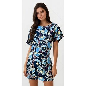 Poppyseed Floral Dress Poppy Flowers Print Bohemian Style Bell Sleeves Sz‎ S